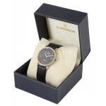 Romanson titán bevonatos férfi kvarc óra. Eredeti dobozában, bőr szíjjal. d: 34 mm