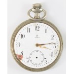 Omega fém tokos zsebóra, működik, sérült számlap, üveg nélkül 50 mm