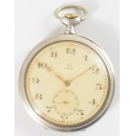 Omega ezüst (Ag) tokos zsebóra, működik, másodperc segédkörrel, d: 50 mm