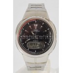 Casio wave ceptor kvarc karóra. elemmel, működik, fém szíjjal. d: 40 mm