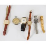 6 darab karóra, zsebóra, közte Zaria, Ruhla, stb., vegyes állapotban