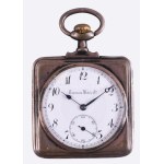 Tavannes ezüst (Ag) zsebóra gilosált hátlappal, szögletes tokkal, számlap sérült, jelzett...