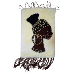 Afrikai nő portréjával díszített retro falidísz, 64x41 cm