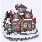 Elemmel működő világító és zenélő karácsonyi házikó asztaldísz, használatlan, eredeti dobozában, m...