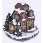 Elemmel működő világító és zenélő karácsonyi házikó asztaldísz, használatlan, eredeti dobozában, m...