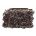 Dekoratív design bőr táska, szőrmés,Jó állapotban 22x30 cm