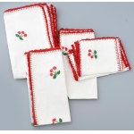 6 darab régi meggymintás hímzés, klf méretben