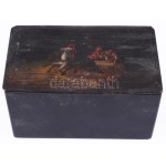 cca 1900 Festett fa díszdoboz, 9x14x8 cm