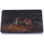 cca 1900 Festett fa díszdoboz, 9x14x8 cm