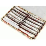 12 darabos vastagon ezüstözött kés szett, dobozában.