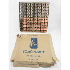 cca 1940 Selyemfényű Tömőpamut 80 gombolyag, dobozában.