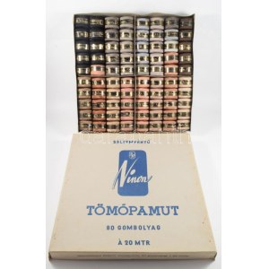 cca 1940 Selyemfényű Tömőpamut 80 gombolyag, dobozában.