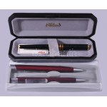 Fém flaska és 2 darab toll, tokban