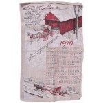 1970 Karácsonyi textil naptár, 62x38 cm