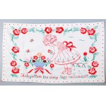 Kézzel hímzett gyermek falvédő, "Helyettem kis virág tégy vallomást" felirattal, 46x77 cm