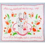 Kézzel hímzett konyhai falvédő, "Mikor egy mosolynak ezer könny a vége, nem kell a boldogság, csak a csendes béke...