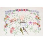 Hímzett virágmintás gyermek falvédő, 90x60 cm