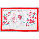 Kézzel hímzett konyhai falvédő, "Patyolatnál tisztább, fehérebb a lelked, minden kincsnél...