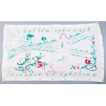 Kézzel hímzett gyermek falvédő, "Két út áll előttem, melyiken induljak, két szép szeretőm van, melyiktől búcsúzzak...