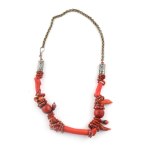 Designer festett korall nyaklánc. 58g