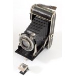 cca 1930 Balda Fixfocus spezial harmonikás fényképezőgép, Radionar f: 4,5 f: 10,5 cm objektívvel, bőr tokban...