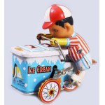 cca 1960/70 Kínai Ice Cream Vender MS 405 lemezjáték fagyiskocsi. Felhúzható, fém, műanyag, kopással, eredeti dobozában...