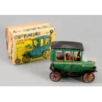 cca 1960/70 Oldtimers Lever Action Motor No.9 lemezjáték. Japán, fém, műanyag, eredeti, sérült dobozában, 14x10 cm //...