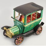 cca 1960/70 Oldtimers Lever Action Motor No.9 lemezjáték. Japán, fém, műanyag, eredeti, sérült dobozában, 14x10 cm //...