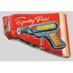 MF 601 Sparkling pisztoly lemezjáték, kovakő nélkül, eredeti sérült dobozában, 16x10 cm //...