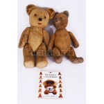 2 db régi teddy maci 37 cm + Kis könyv a mackókról, szakirodalom.