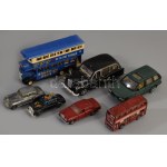 7 darab angol fém játékautó, h: 13 cm alatt