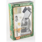 Játék mikroszkóp szett, kissé sérült dobozában, 34x23 cm