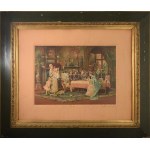 Antik képkeret Munkácsy Mihály olajnyomattal, sérülésekkel, 72x67 cm, 78x92 cm /// KIZÁRÓLAG SZEMÉLYES ÁTVÉTEL...