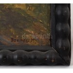 cca 20. sz. eleje, Nagyméretű fa képkeret, esztergált fa, kopásokkal, 97x86 cm, belső méret 87x76 cm //...