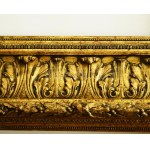 Reprezentatív, antik fa képkeret, kisebb sérülésekkel, belső méret: 77x102 cm. KIZÁRÓLAG SZEMÉLYES ÁTVÉTEL...