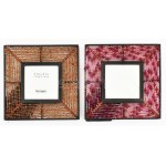 2 db Üveggyüngy fűzött fém képkeret 7,6x7,6 cm / 15x15 cm