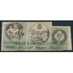 1870 10Ft + 7Ft + 50kr kivágáson