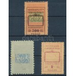 3 db Budapest Székesfőváros okmánybélyeg: tévnyomat, gépszínátnyomat