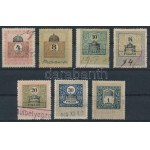 1904 7 db okmánybélyeg fordított vízjellel / inverted watermark (14f ránc / crease)