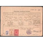 1949 Miskolc, anyakönyvi kivonat 50+10P inségbélyeggel és állami illetékbélyeggel + 1950 Cukorjegy...