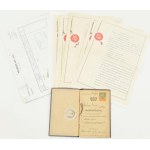 cca 1980-2000 Vegyes különféle okmánybélyeges papírok. + 1924-1928 Régi munkakönyv, bejegyzésekkel, sérült...