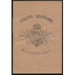 1884 Bp., Ferenc József cs. és kir. nevében kiállított útlevél külföldre, szép állapotban