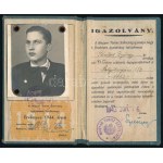 1943 Magyar Tenisz Szövetség fényképes igazolványa a Salgótarjáni VSE versenyzője részére