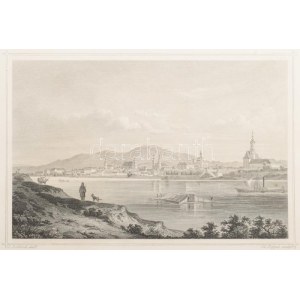 cca 1850 Ludwig Rohbock (1820-1883): Vác látképe a Duna felöl, acélmetszet, jelzett a metszeten. / Steel engraving...
