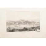 Buda acélmetszetű látképe a hajóhíddal. cca 1840 Th. Ender - Radclieffe: Ofen, acélmetszet, jelzett a metszeten...