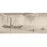 Buda acélmetszetű látképe a hajóhíddal. cca 1840 Th. Ender - Radclieffe: Ofen, acélmetszet, jelzett a metszeten...