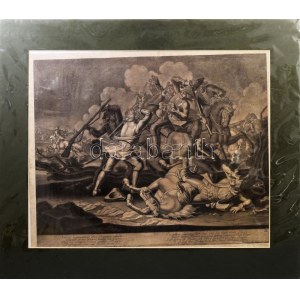 Georg Philipp Rugendas (1701?1774): Csatajelenet. Rézmetszet ca 1750. 52x42 cm. Paszpartuban