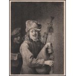 David Teniers után, Abel Lurat (1829-1890) metszése: L'ouie. Rézkarc, papír, jelzett a metszeten...