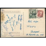 1953. november, Vízilabdázók, úszók által aláírt képeslap (Szőke Kat, Hunyadfy, Garai, stb....
