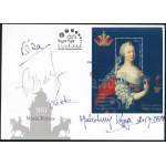 Mária Terézia blokk és FDC Habsburg Kinga és más családtagok aláírásával